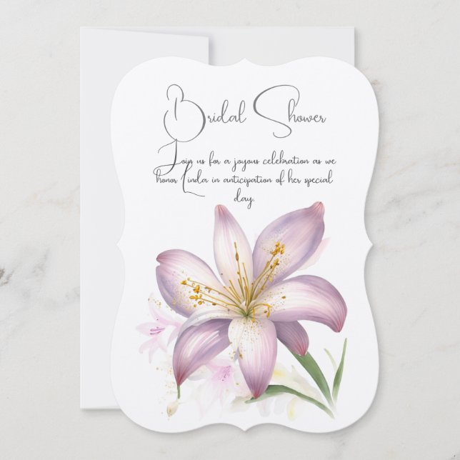 Chá de panela de flor de Lily. Convite oral. (Frente)