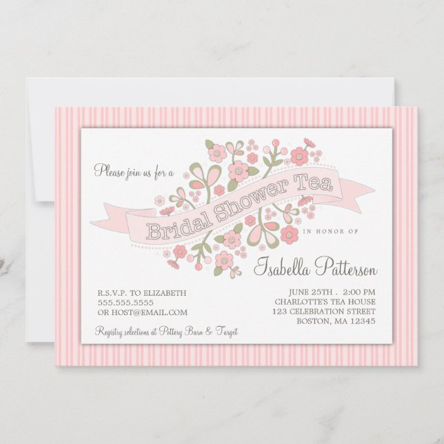 Chá de panela de Flores  Convite de festas de Chá (Frente)