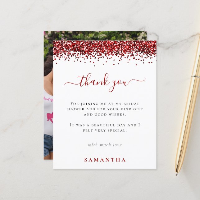 Chá de panela de Fotografia de Glitter Vermelho Or (Frente/Verso In Situ)