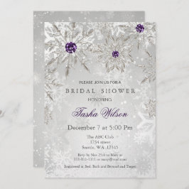 chá de panela de inverno roxo prateado Convite