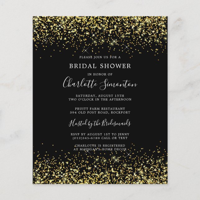 Chá de panela de Orçamento Glitter Black Dourado G (Frente)