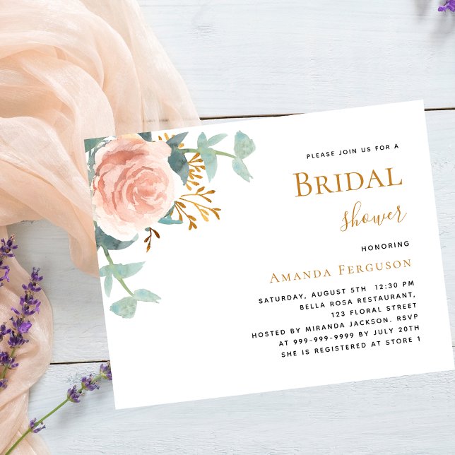 Chá de panela de orçamento rosa-rosa floral (Criador carregado)