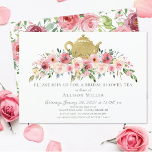 Chá de panela de Peony Floral Convite para Chá