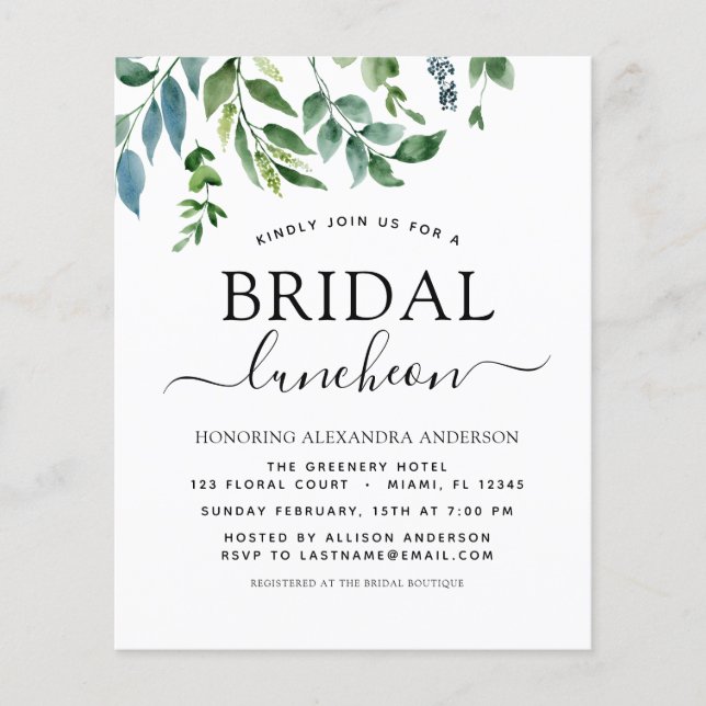 Chá de panela de Primavera de orçamento, Luncheon  (Frente)