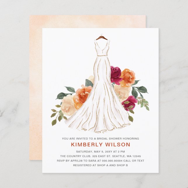 Chá de panela De Vestido De Casamento Floral De Qu (Frente/Verso)