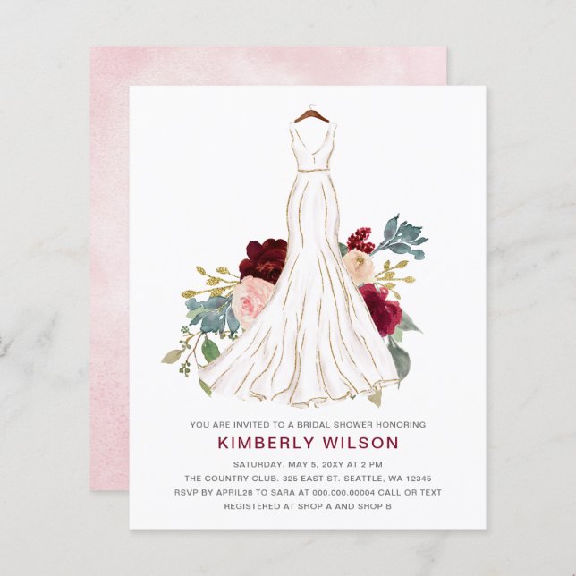 Chá de panela de Vestido Floral de Casamento Flora (Frente/Verso)