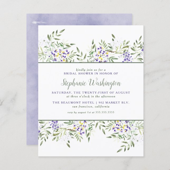 Chá de panela de Wisteria de Aquarela Orçamental (Frente/Verso)