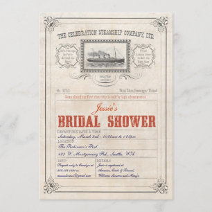 Chá de panela do convite do bilhete do cruzeiro do