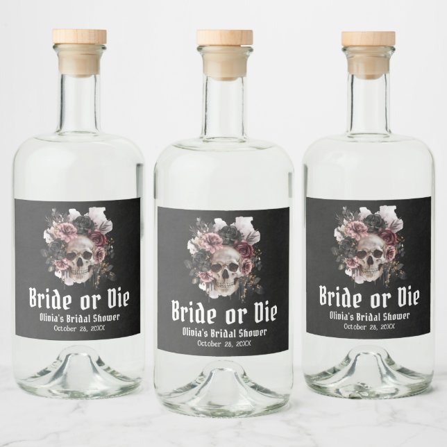 Chá de panela do Halloween Floral Skull Brid ou Mo (Garrafas)