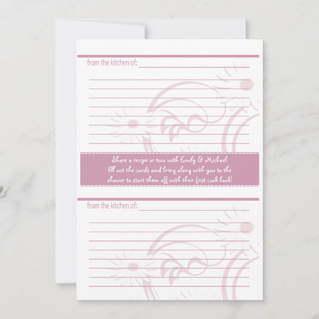 Chá de Panela e cartões de receita Rosa (Frente)