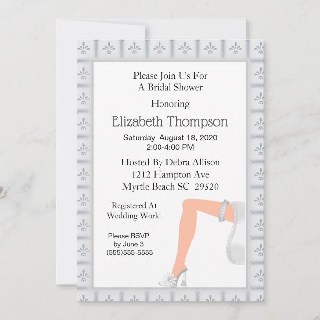 Chá de panela E Convite Elegante Para Garter (Frente)