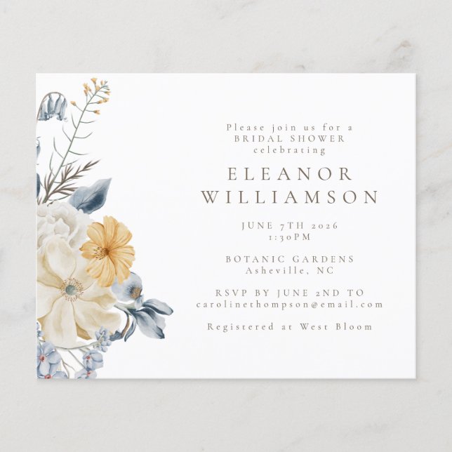 Chá de panela Floral Amarelo Azul Russo do Orçamen (Frente)