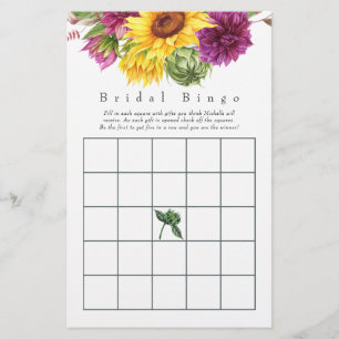 Chá de panela Floral de Sol e Borgonha Bingo