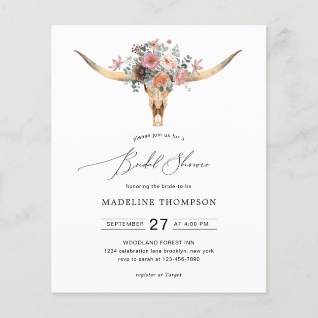 Chá de panela Floral do Crânio da Boêmia Orçamenta (Frente)