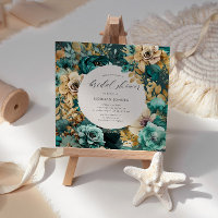 Chá de panela Floral Dourado Teal Luxurioso