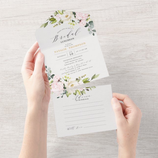 Chá de panela Floral Elegante Blush e conselhos (Aba destacável)