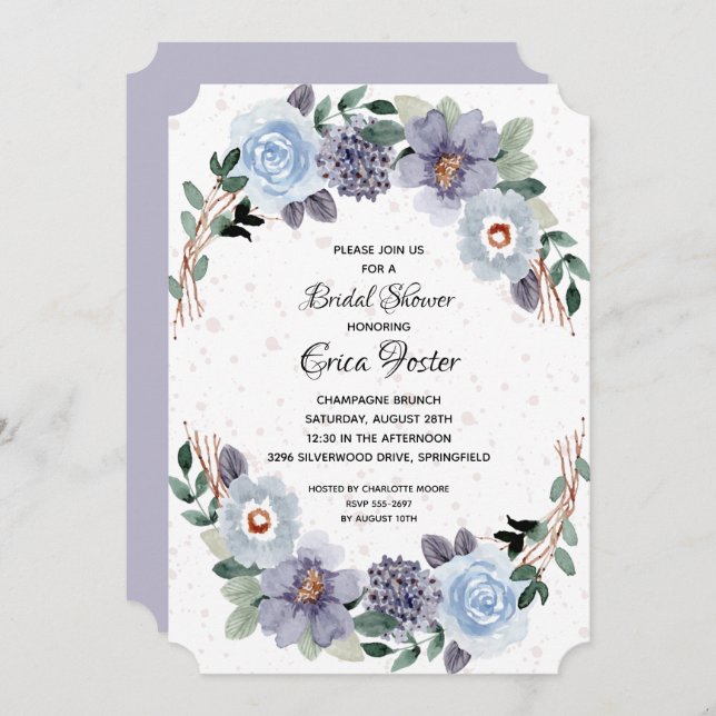 Chá de panela Floral Elegante Watercolor (Frente/Verso)