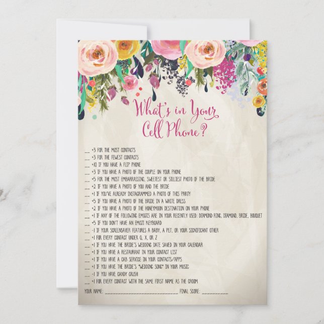 Chá de panela Floral O que há no seu celular Gam (Frente)