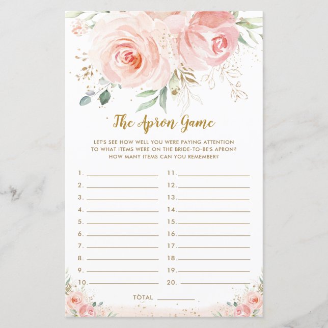 Chá de panela Floral Rosa Blush O Jogo Apron (Frente)