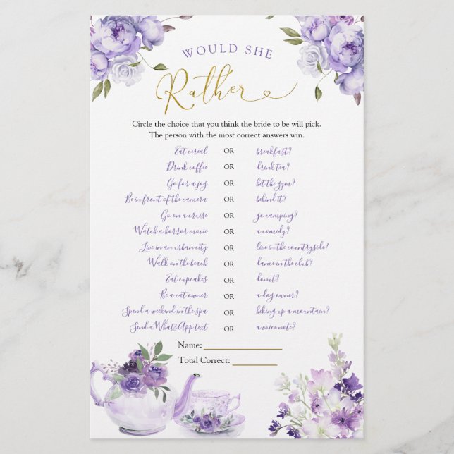 Chá de panela Floral Roxo Chá Ela Preferencialment (Frente)