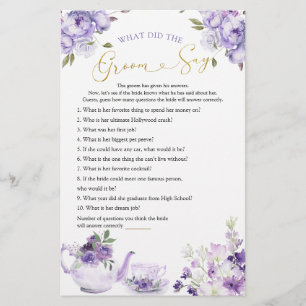 Chá de panela Floral Roxo Chá What Groom Diz