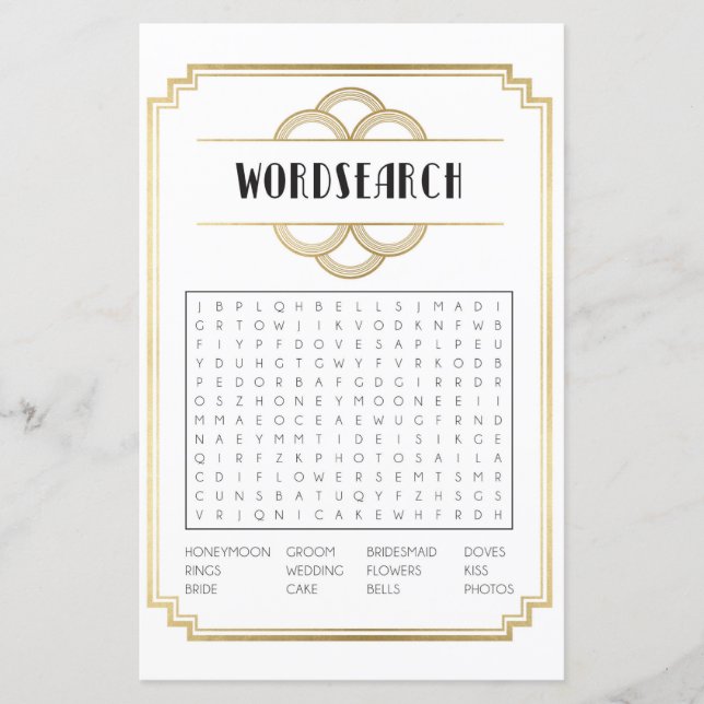 Chá de panela Games Word Search Game Art Deco 1920 (Frente)