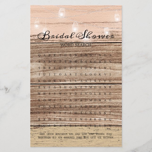 Chá de panela Jogo Palavra Busca Rústica Lanterna  (Frente)