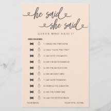 Chá de panela Jogo Que Ele Disse Que Disse Adivinh