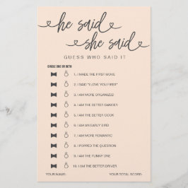 Chá de panela Jogo Que Ele Disse Que Disse Adivinh