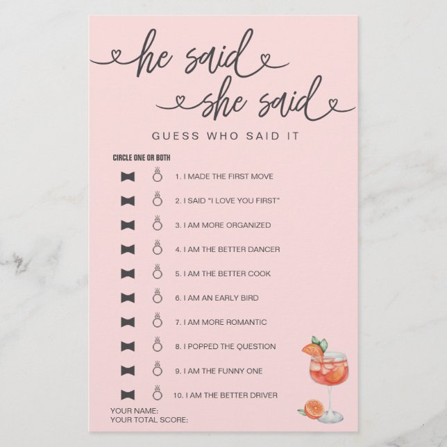 Chá de panela Jogo Que Ele Disse Que Disse Adivinh (Frente)