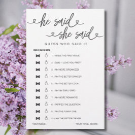 Chá de panela Jogo Que Ele Disse Que Disse Adivinh