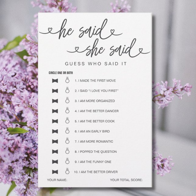 Chá de panela Jogo Que Ele Disse Que Disse Adivinh (Criador carregado)