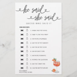 Chá de panela Jogo Que Ele Disse Que Disse Adivinh