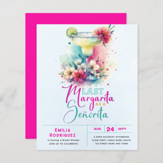 Chá de panela Margarita Señorita Fiesta (Frente/Verso)