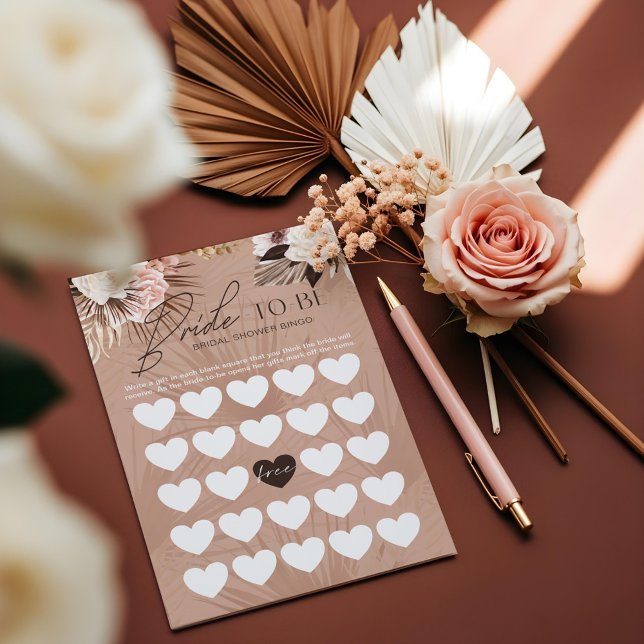 Chá de panela Noiva A Ser Bingo Chic Boho Florals (Bridal Shower Bride-To-Be Bingo Chic Boho Florals)