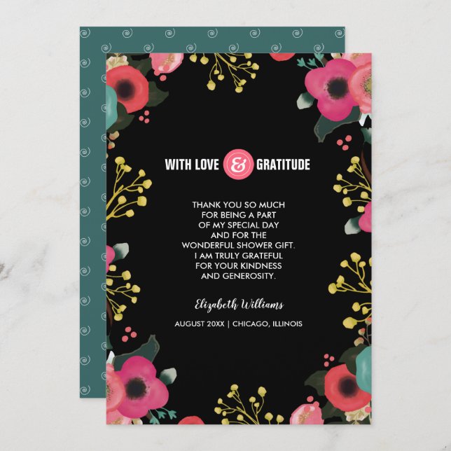 Chá de panela Obrigado Cartão Plano Personalizado (Frente/Verso)