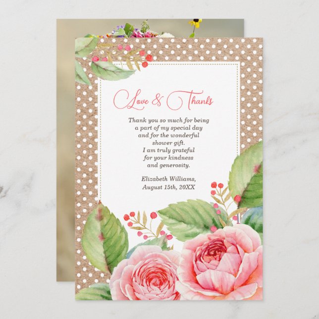 Chá de panela Obrigado Cartões com fotos Personali (Frente/Verso)