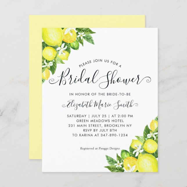 Chá de panela Orçamental Limão Citrus Chic Invent (Frente/Verso)