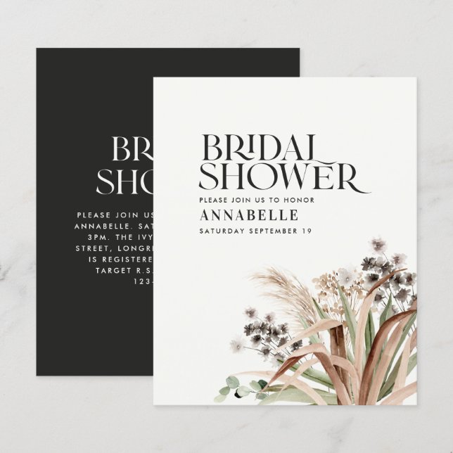 Chá de panela pampas eucalyptus boho russo moderno (Frente/Verso)