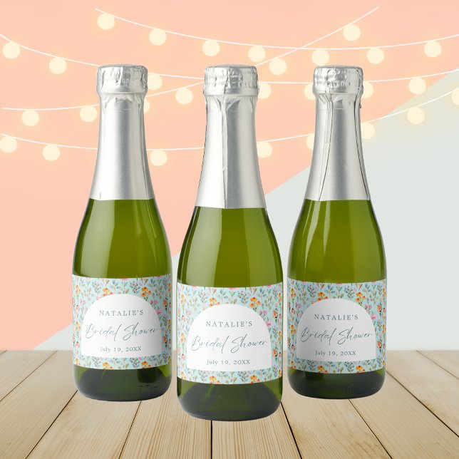 Chá de panela Petals e Prosecco (Petals and Prosecco Bridal Shower Party Labels)