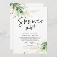 Chá de panela Por Email Convite Greenery Dourado