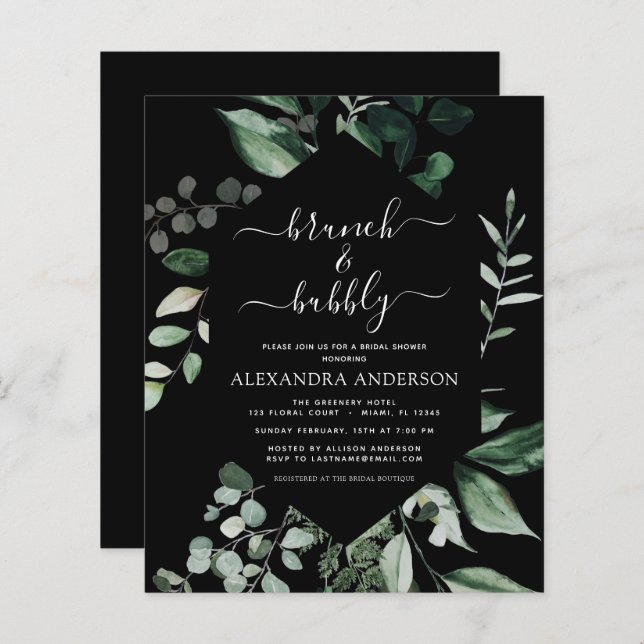 Chá de panela preto e borbulhante de orçamento ver (Frente/Verso)