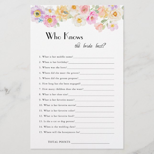 Chá de panela primavera Blossom Que Conhece Jogo D (Frente)