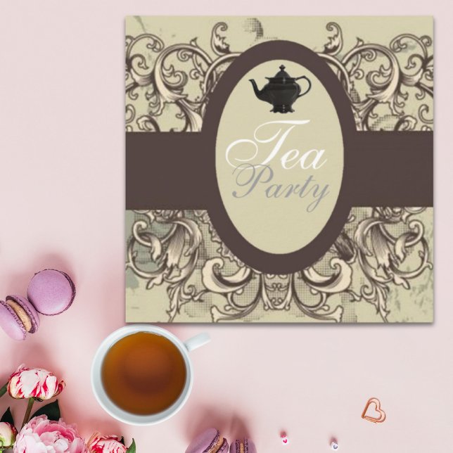 Chá de panela Real Vintage - Convite de festas Tea (Vintage Royal Bridal Shower Tea Party Invitation)