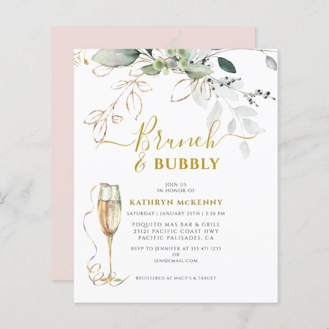 Chá de panela Rosa Rosa Blush Dourado Eucalyptus O (Frente/Verso)