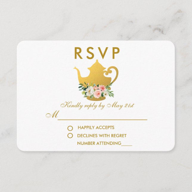Chá de panela rosa-rosa Dourado RSVP R (Frente)