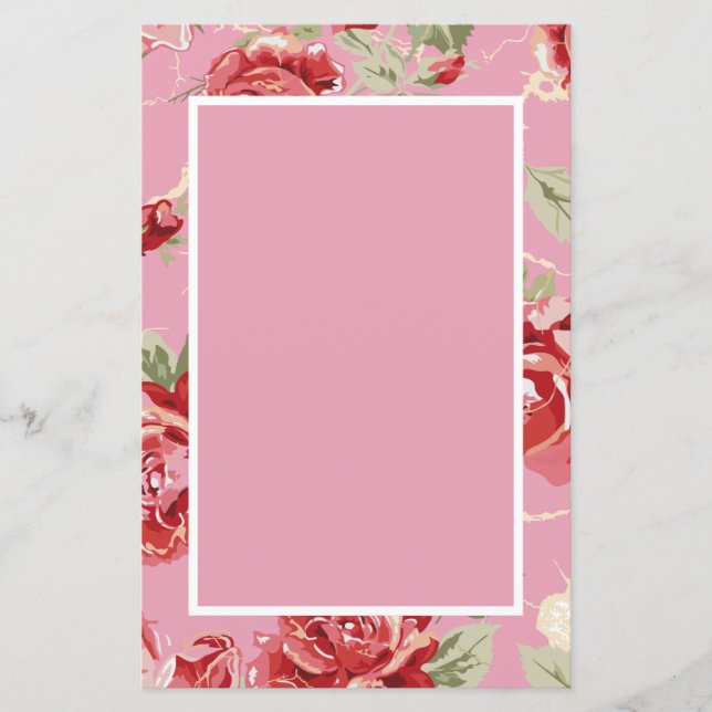 chá de panela rosa vermelha clássico floral impres (Frente)