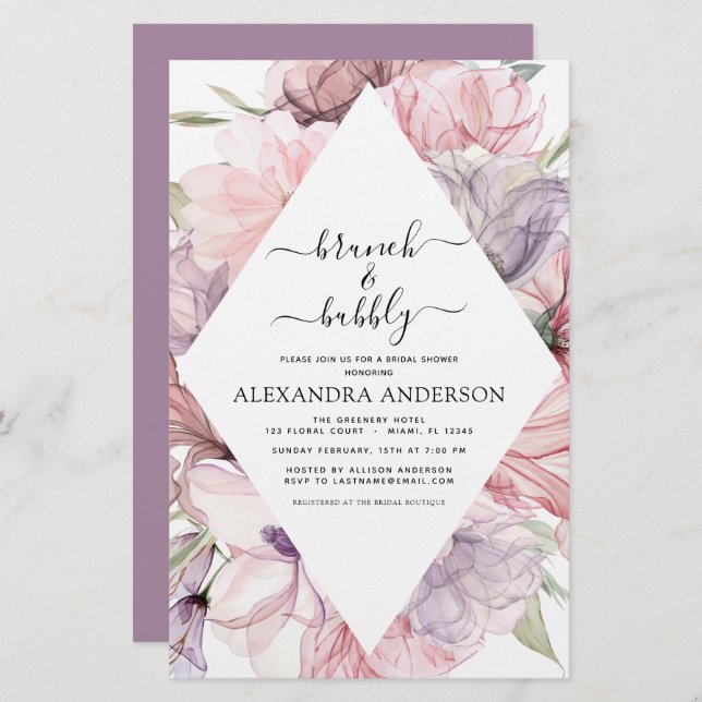 Chá de panela Roxo do Brunch e Bubble Boho (Frente/Verso)