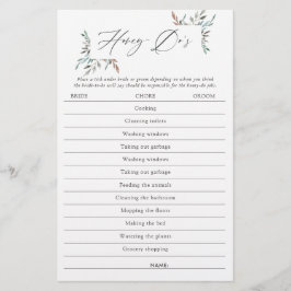 Chá de panela Rustic Greenery Winter Honey-Do Game