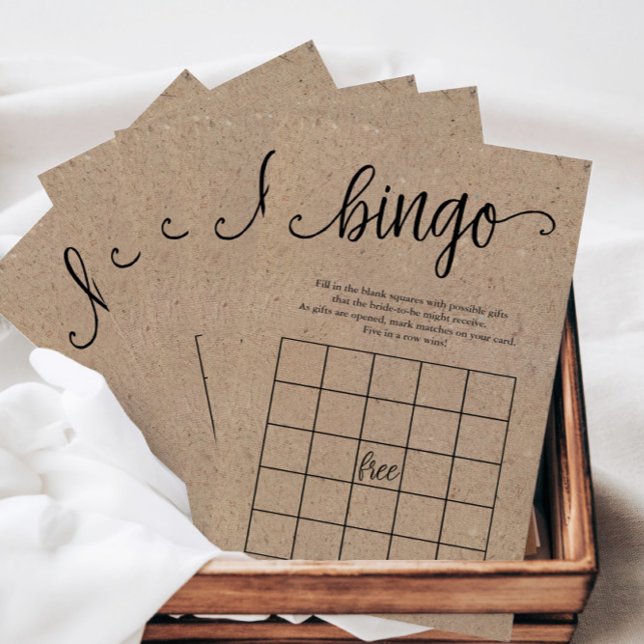 Chá de panela Rustic Kraft Bingo, Cartão de Papel (Criador carregado)